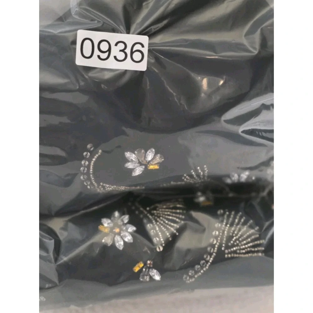 Lafayette 148 New York Caddie Embellished Blouson Sleeve Blouse‎ Black Size 16